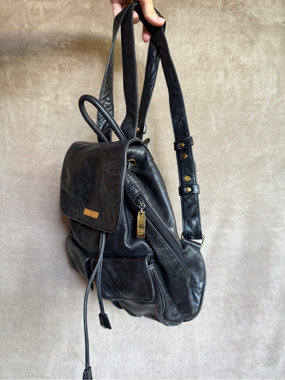 DKNY vintage real leather backpack